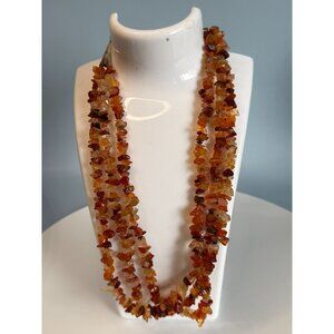 Vintage Carnelian Agate Chip Necklace Sterling Silver 15–17 Inches Adjustable